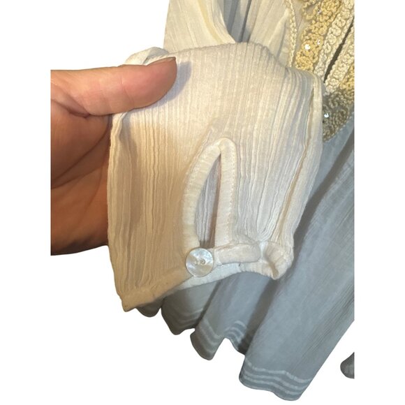 Free People Womens Medium Long Sleeve White Blouse With Embroidered Detail - Picture 4 of 5